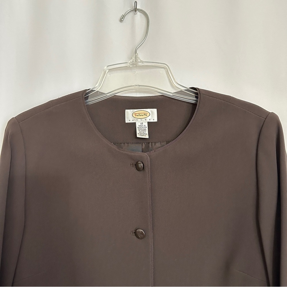 Vintage Talbots Women's Petite Dark Brown Button Up Short Jacket Blazer sz 12P - Picture 2 of 10